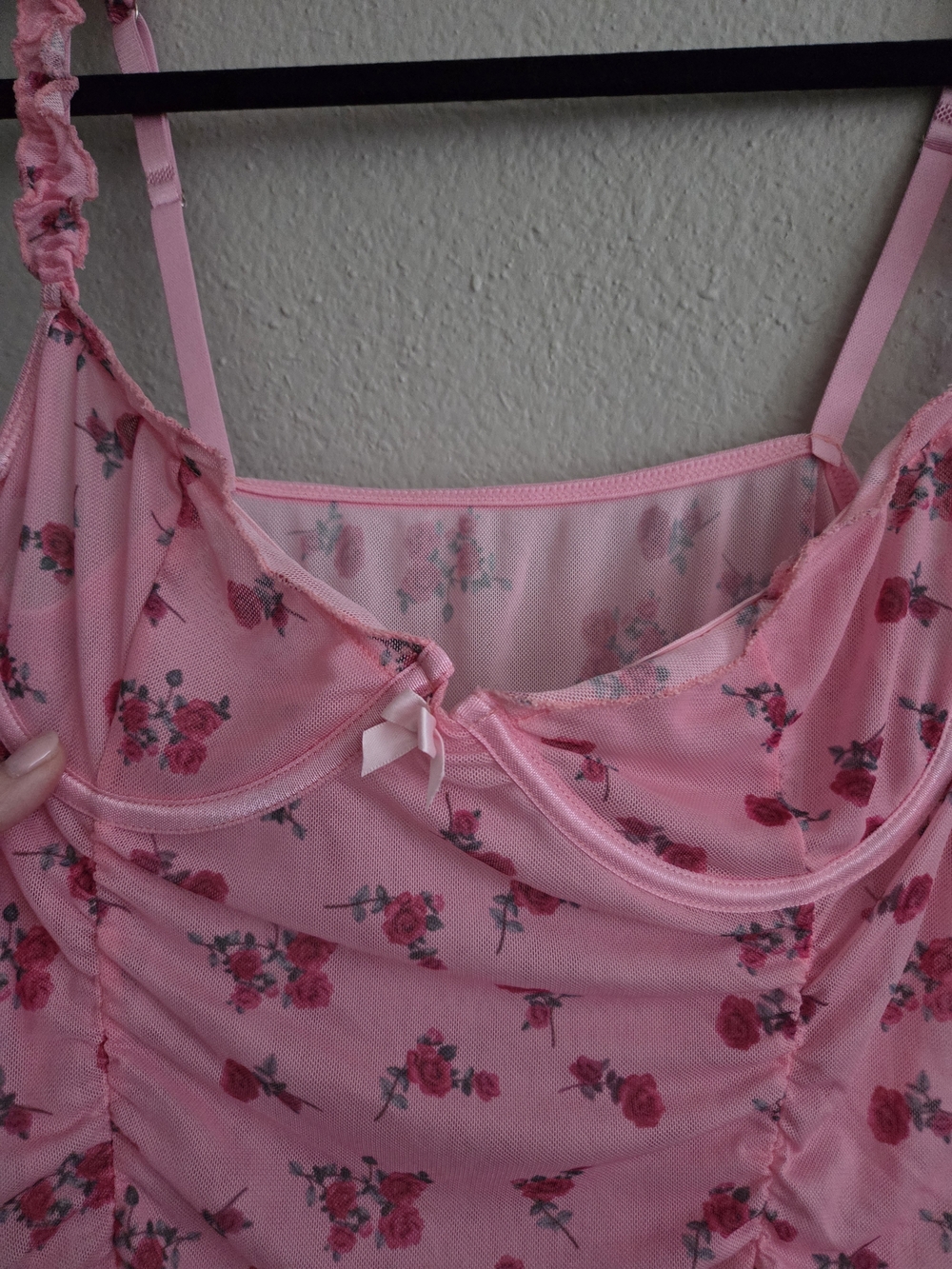 2X Pink Floral Mesh Cami Dress